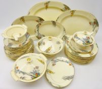 Art Deco Royal Cauldon 'Clair De Lune' twelve piece dinner service comprising twelve dinner,