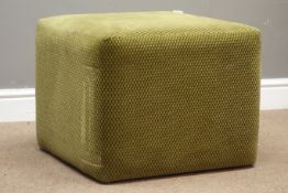 Square footstool upholstered in green, 55cm x 55cm,