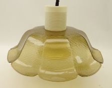 1960s centre light fitting with textured flower head shaped shade,