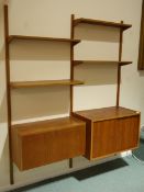 Danish PS system - 1960s two sectional wall unit; four shelves,
