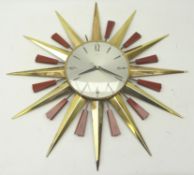 1960s 'Metamec' sunburst wall clock, D61cm Condition Report <a href='//www.