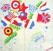 1940's Jaqamar WWII rayon printed scarf 'Les Lauriers De La Victoire',