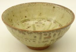 Richard Batterham (British 1936-): studio pottery ash glaze footed bowl,