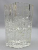 1960's Iittala Avena 'Iceberg' glass vase designed by Tapio Wirkkala, Finland, signed to base, H23.