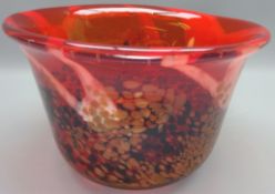 20th century Art glass bell shaped bowl, in the style of Monart, with red,