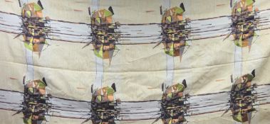 1960's/ 70's abstract heavy machine woven lined wall hanging/ throw,