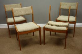 D Scan - set four angular teak framed dining chairs,