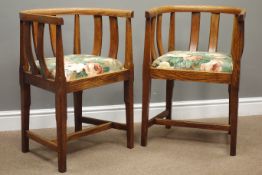 Glasgow school - Pair Arts and Crafts oak tub chairs,