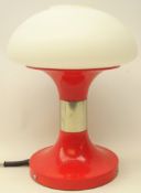 1970s table lamp with opaque mushroom shaped glass shade,