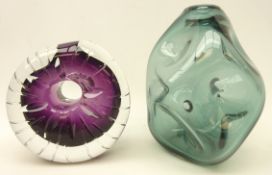 Richie Alli, two art glass vases 'Ammonite' and 'Dimple', H15.