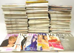 Large collection of British Vogue magazines dating from 1991-2001,