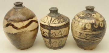 Peter Hough (British Contemporary) Three smoke fired vases,