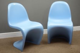 After Verner Panton - pair 'Panton' style sky blue plastic chairs Condition Report