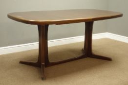 Svend Aage Madsen - 1960s rosewood extending dining table, angular end supports pull out to extend,