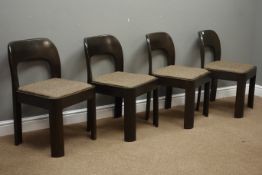 Set four oak curved back dining chairs with upholstered seats Condition Report
