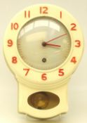 Mid century Smiths wall clock, 8 day movement with drop dial,