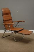 1970s chrome framed and tan leatherette folding and reclining chair Condition Report