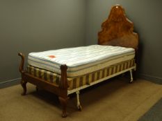Pair Queen Anne style walnut single 3' bed steads,