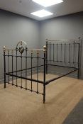 Victorian cast iron and brass 4' 6'' double bedstead Condition Report <a