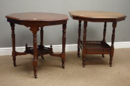 Two Victorian walnut octagonal centre tables (2) Condition Report <a