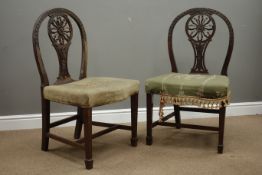 Pair early 20th century Hepplewhite style carved side chairs,