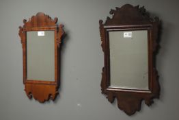 19th century walnut Chippendale style fret work wall mirror (30cm x 50cm),