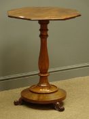 William IV mahogany octagonal top wine table, vase shaped column, circular platform base,