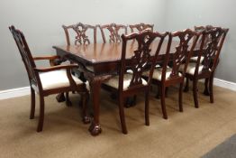 Chippendale style mahogany dining table, rectangular gadroon moulded top,