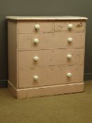 Victorian painted pine chest, two short and three long drawers, W104cm, H104cm,