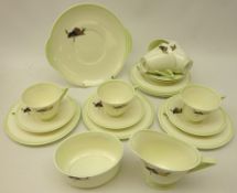 Art Deco Royal Doulton 'Jewel' pattern tea set for six persons, pattern no.