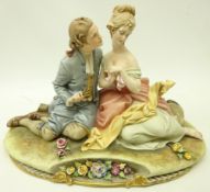 Capodimonte group of a courting couple, designed by Bruno Merli,