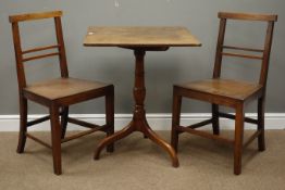 Pair of 19th century oak and elm Country made dining chairs with solid seats on square supports