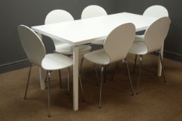 Ikea white dining table with rectangular top (75cm x 151cm, H74cm),