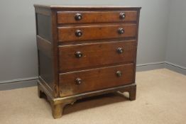 18th century oak chest, four graduating drawers, bracket feet, W97cm, H104cm,