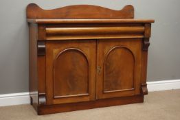 Victorian mahogany chiffonier, raised shaped back,