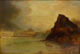 Upgang Beach Whitby, 19th century oil on board indistinctly signed and dated 1869,