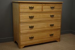 Edwardian ash chest, two short and three long drawers, W121cm, H109cm,