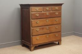 18th century oak chest, three shorts drawers and four long graduating drawers, bracket feet, W102cm,