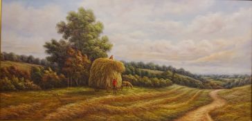 Harvest Scene, 20th century oil on canvas signed P.