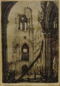 'The Church Laventie Franch', dry point etching signed and dated 1915 in pencil 22.5cm x 15.