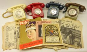 Four vintage telephones and a collection of 1940s and later Newspapers Condition Report