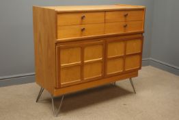 Nathan Teak retro sideboard, four drawers above panelled cupboards, W103cm, H94cm,