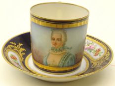 Mid 19th century Sevres 'Chateau Des Tuileries coffee can and saucer,