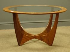 G-Plan 'Astro' teak circular coffee table with inset glass top, D84cm,
