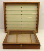 Glazed table top wooden display cabinet, clasp to the front,