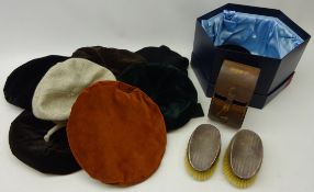 Seven berets including two by Jaeger, a pure wool beret, Marida, suede beret, Herbert Johnson,