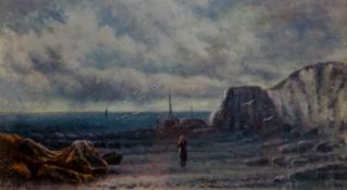 Moonlit Coastal Scene, 20th century oil on board unsigned 16.