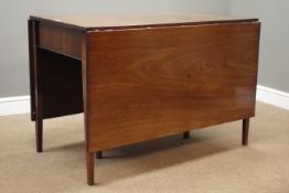 George III mahogany dining table, rectangular moulded drop leaf top, square tapering supports,