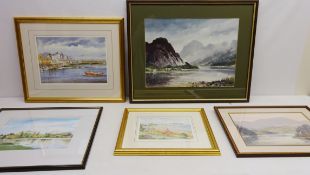 Rural River Scenes, two 20th century watercolours signed by E.