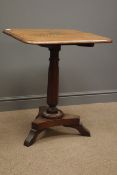 19th century oak pedestal table, moulded rectangular top with brass plaque,